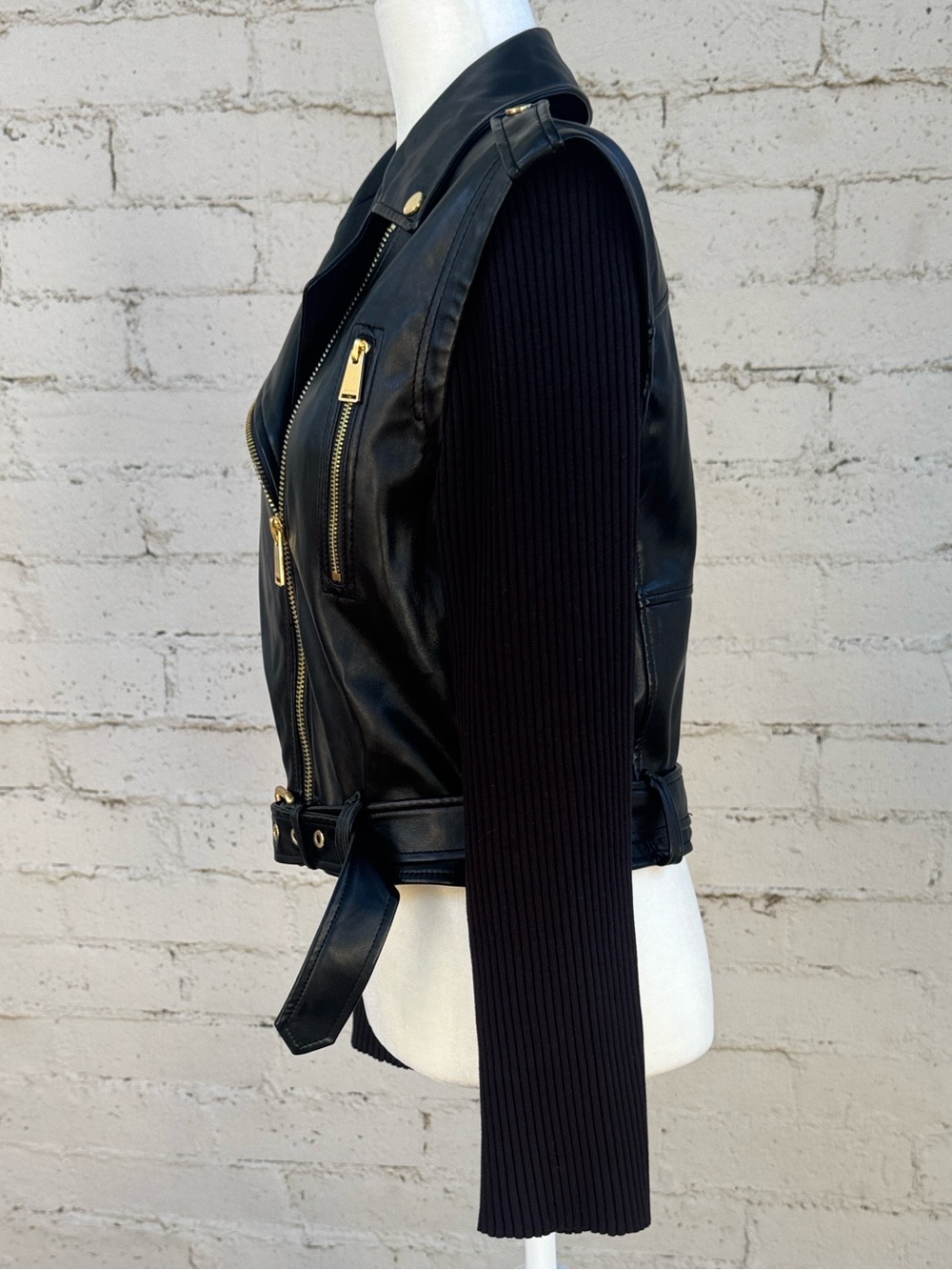 Jonathan Simkhai Belene Jacket Vegan Leather Knit Sleeves Size M - Picture 11 of 16